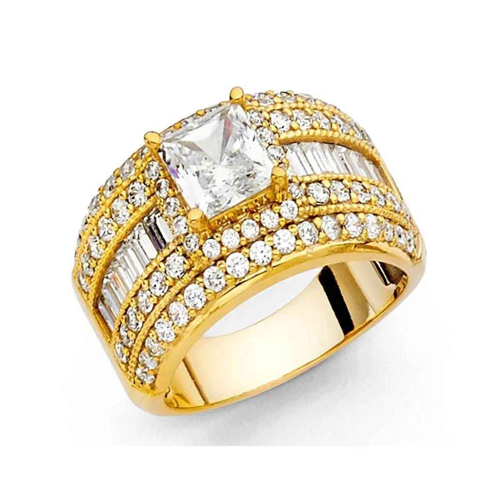Large 11mm New Solid 14k white gold or yellow Gold Engagement Ring size 7